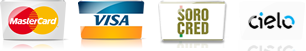 Formas de Pagamento Visa, Master Card, Sorocred, Cielo